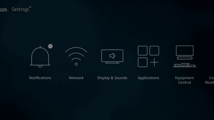 Cliquez sur Paramètres sur votre écran en appuyant sur le bouton Sélectionner de votre télécommande.