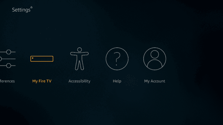 Faites défiler vers la droite à l'aide du bouton de navigation de votre télécommande et cliquez sur My Fire TV.