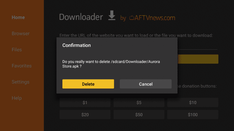 Confirmez en sélectionnant à nouveau le bouton Supprimer à l'écran.