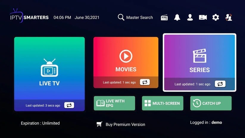 Premium Entertainment Package interface on Tivimate showing Access Global Channels
